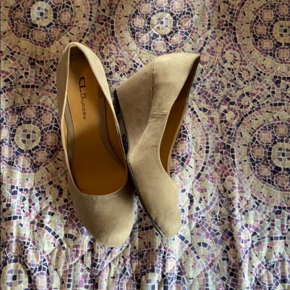 Tan suede wedges